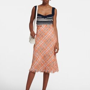 Marni Dress Tweed Striped Cotton Blend‎ Midi Sz US 4 IT 40